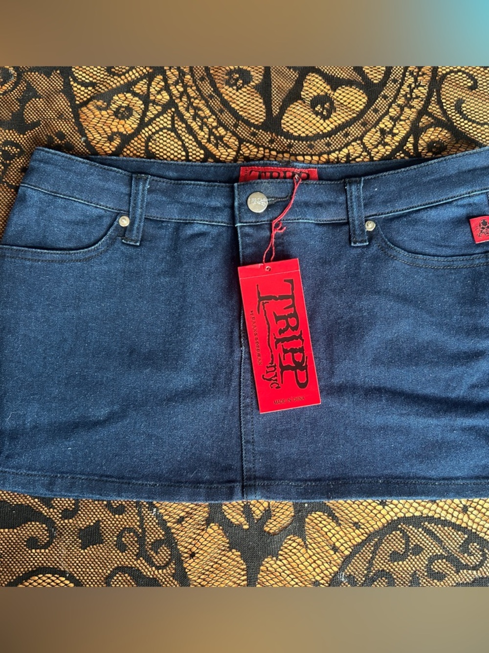 TRIPP NYC Dark Blue Denim Mini Skirt M NWT